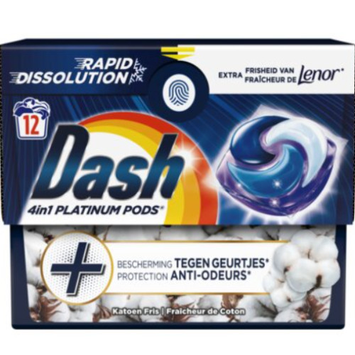 Капсули для прання Dash Cotton Freshness Platinum, 12 шт